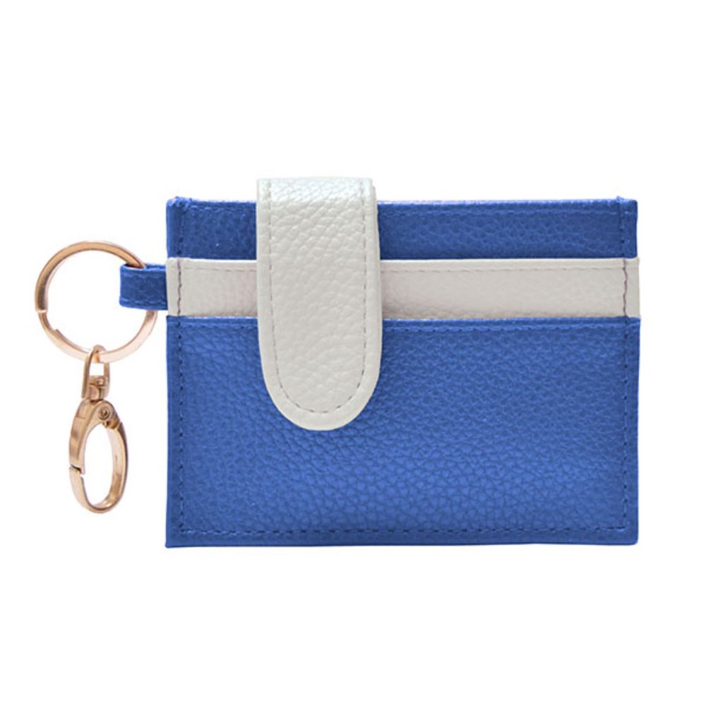 Blue and White Card Holder Key Ring